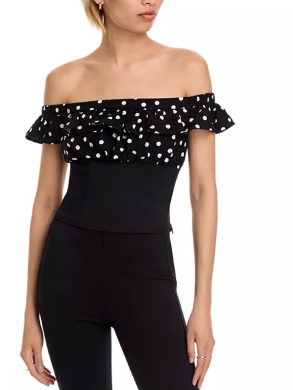 FORE | Polka Dot Off-Shoulder Top